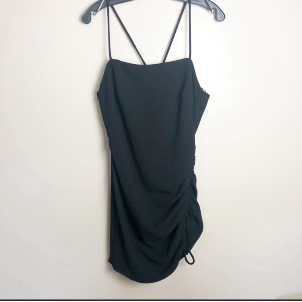 NWT ZARA Black Ruched Mini Dress